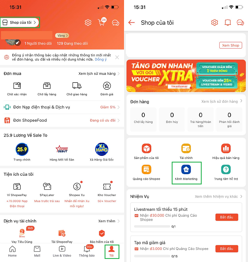 Cách tạo ưu đãi follower Shopee trong 5 phút